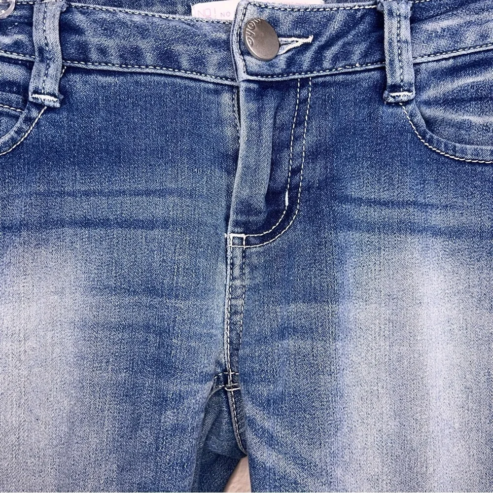 SIZE 1 NO BOUNDARIES BLUE JUNIORS SKINNY JEANS DISTRESSED STRETCH
